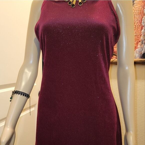 Urban Girl dark red velvet Glittery mini Dress. - Picture 7 of 10